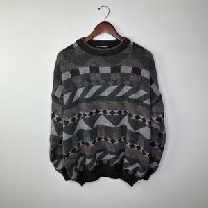 Vintage Bachrach men Sweater MEN XLT Wool Blend Cosby style Made in Italy